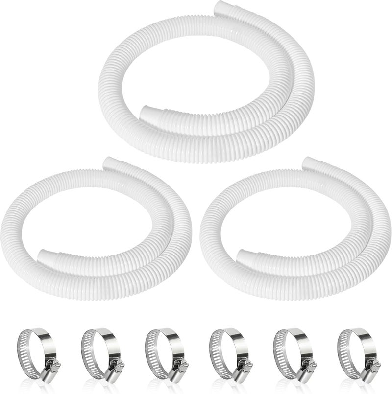 Picatu 3 Pcs 1.25" Pool Hose, 59" Long Accessory Pool Pump Replacement Hoses, Compatible with All Above Ground Pool Filter Pumps that Use 1 1/4 Diameter Hoses - Image 1